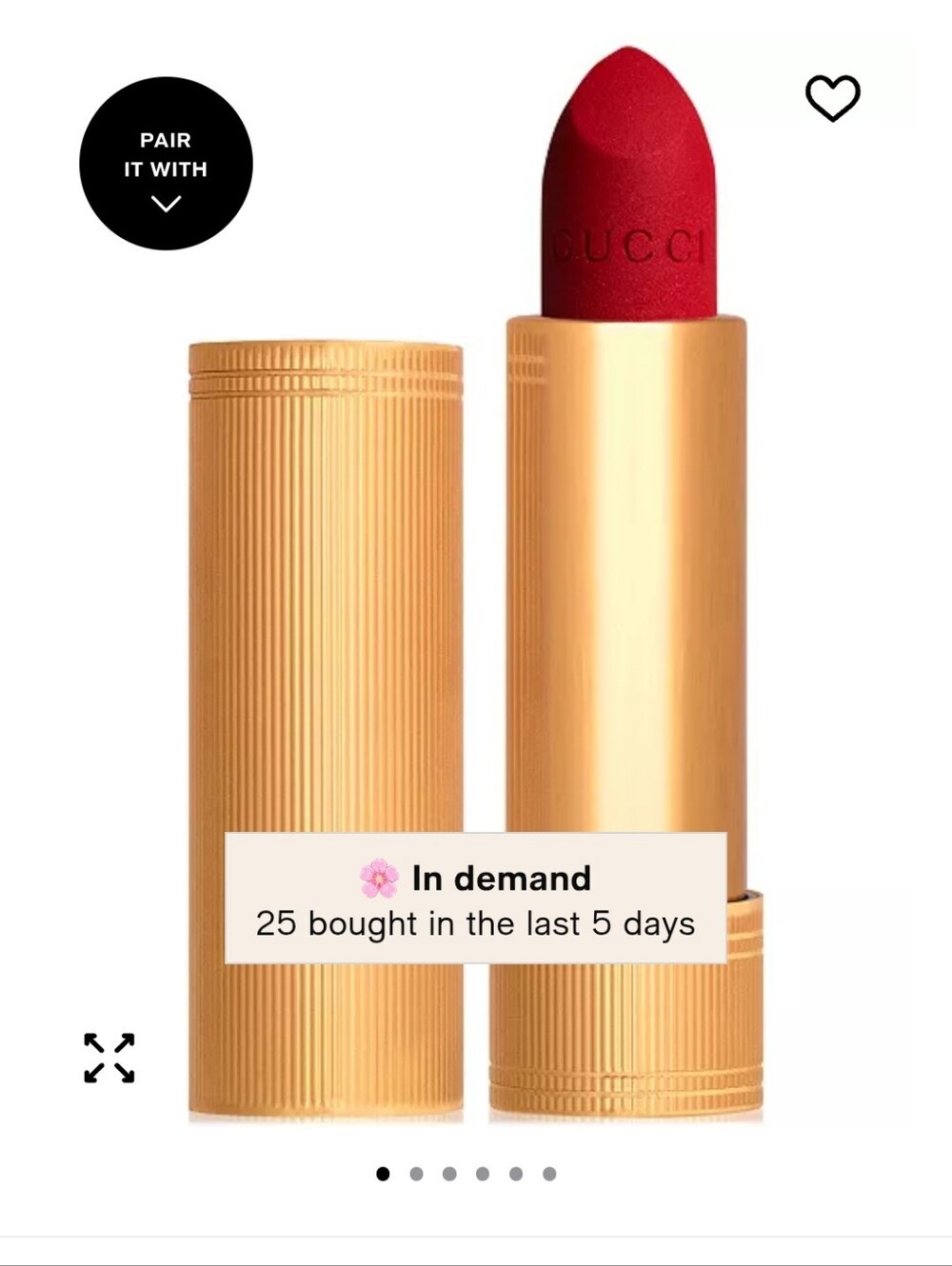 Gucci Matte Red Lipstick #502 Sadie Scarlet Nib $58 Retail